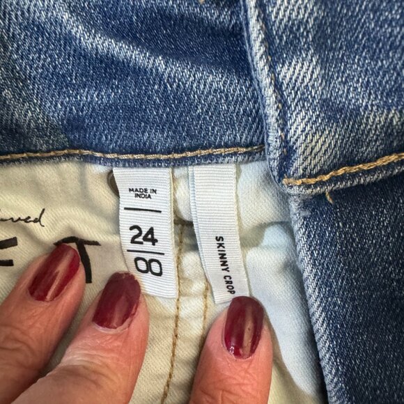 Loft Womens Skinny Crop Jeans With Embroidered Hem Size 24/00 - Picture 7 of 7